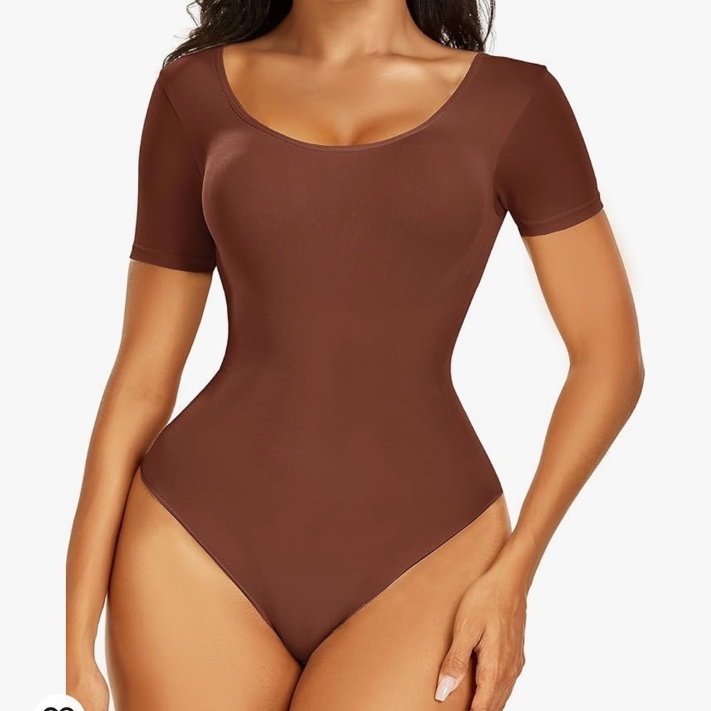 Tummy Control Short Sleeve Thong Sculpting Shaping Bodysuit